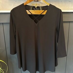 Chico's Black V-Neck Criss Cross Front Women's‎ Tunic Size 1